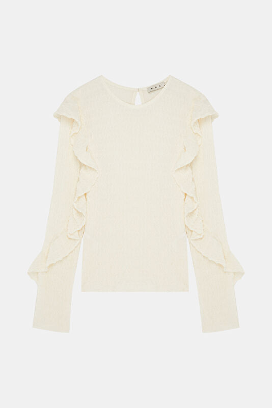 Off-white long-sleeved women's blouse