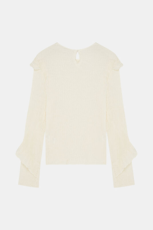 Off-white long-sleeved women's blouse 2