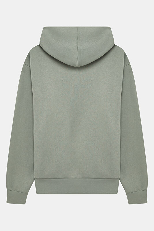 Yeşil Relax Kalıp Kapuşonlu Erkek Sweatshirt 2