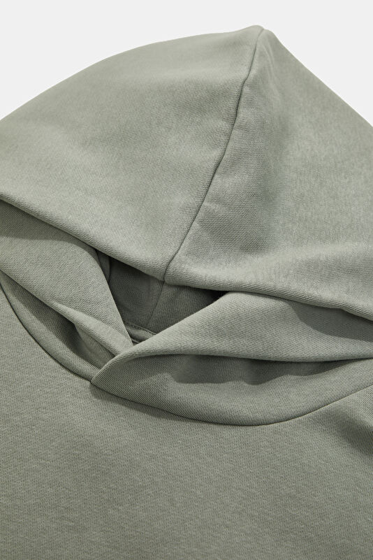 Yeşil Relax Kalıp Kapuşonlu Erkek Sweatshirt 3