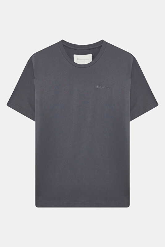 Relax Kalıp Antrasit Bisiklet Yaka Erkek T-Shirt
