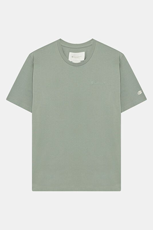 Relax Kalıp Yeşil Bisiklet Yaka Erkek T-Shirt