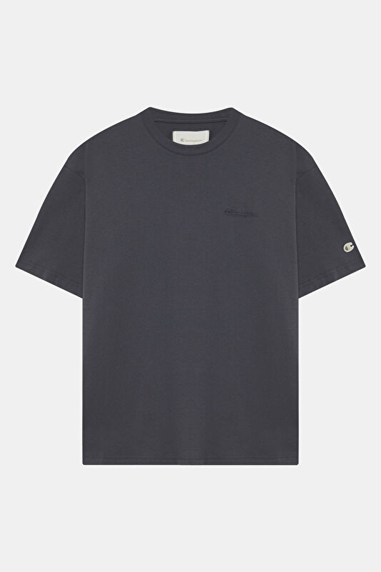 Relax Kalıp Antrasit Bisiklet Yaka Erkek T-Shirt