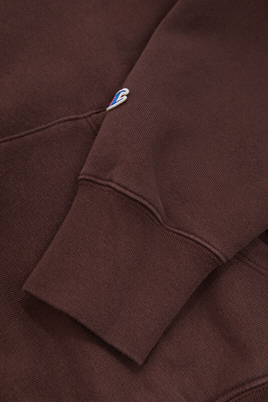 Kahve Relax Kalıp Kapuşonlu Erkek Sweatshirt 4