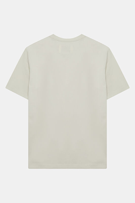 Relax Kalıp Krem Bisiklet Yaka Erkek T-Shirt 2