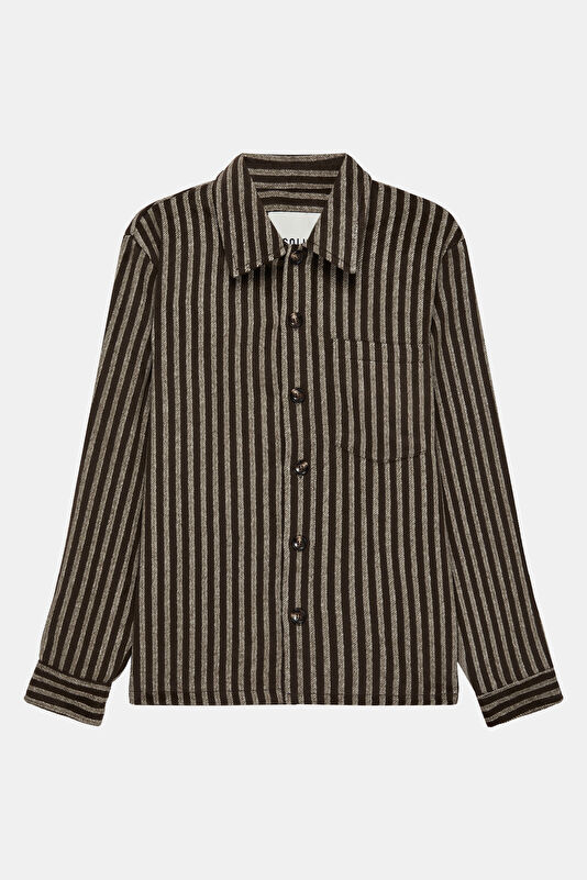 Relax Fit Brown Striped Men's Shirt