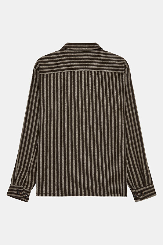 Relax Fit Brown Striped Men's Shirt 2