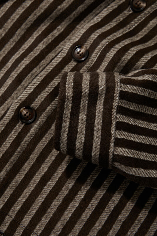 Relax Fit Brown Striped Men's Shirt 4