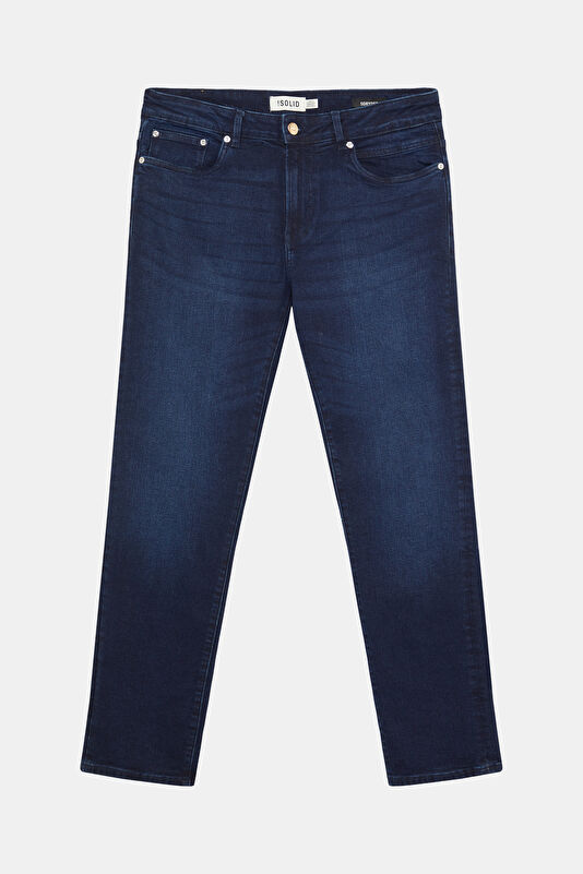 Koyu Lacivert Slim Fit Pamuk Elastan Erkek Jean Pantolon