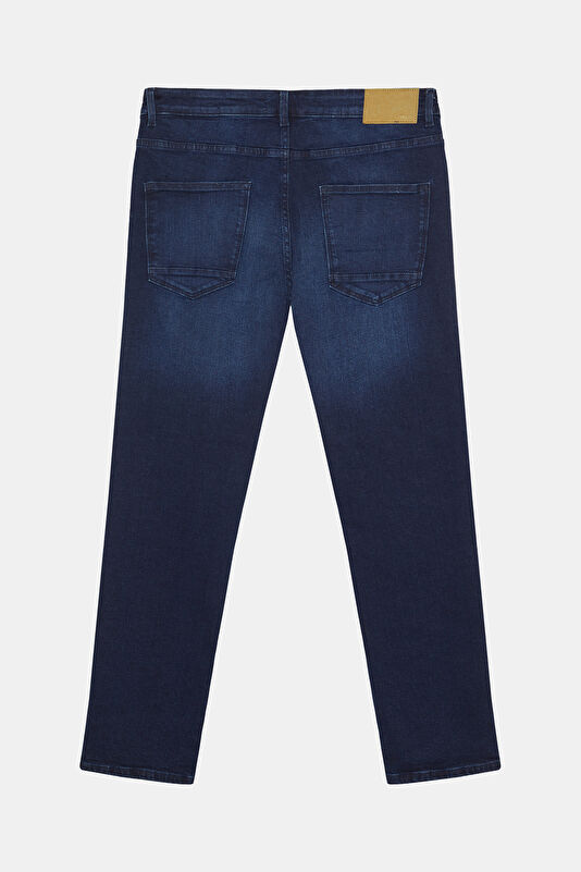 Koyu Lacivert Slim Fit Pamuk Elastan Erkek Jean Pantolon 2