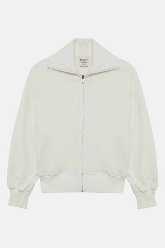 Beyaz Dik Yaka Kadın Sweatshirt