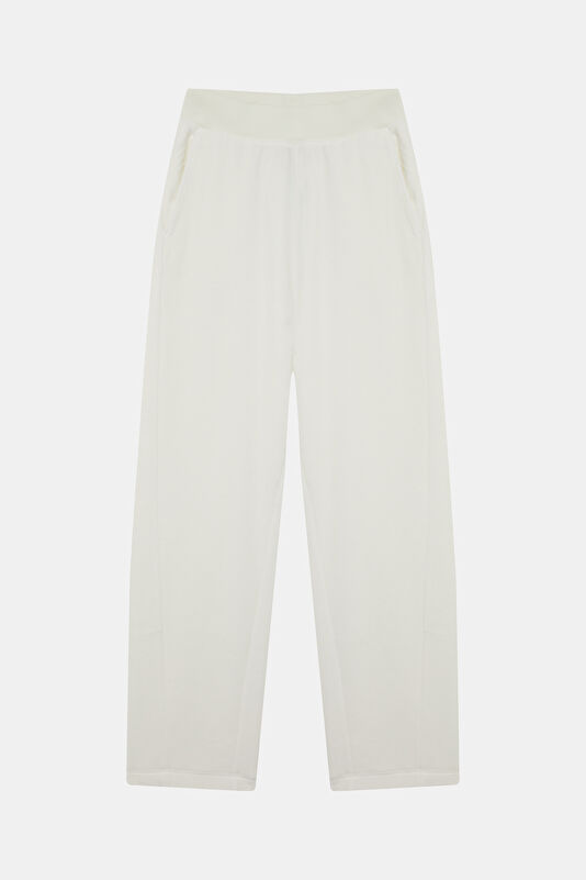 White Wide Leg Sport Women's Pants