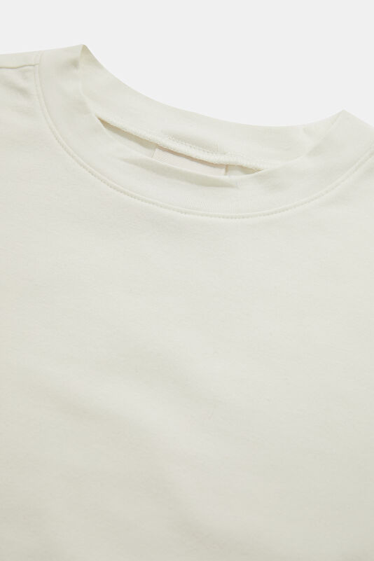 Beyaz Bisiklet Yaka Kadın T-Shirt 3