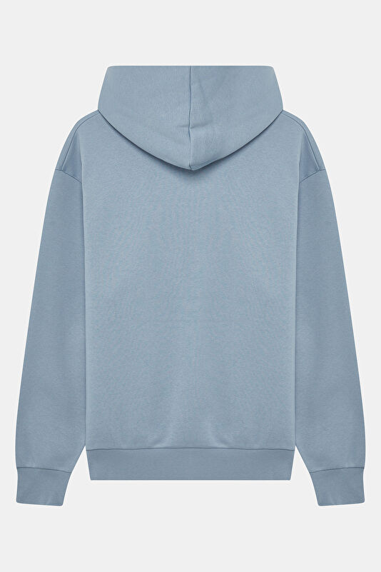 Mavi Kapuşonlu Kadın Sweatshirt 2