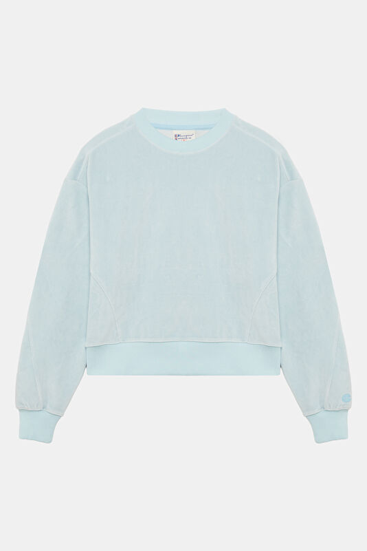 Açık Mavi O Yaka Kadın Sweatshirt