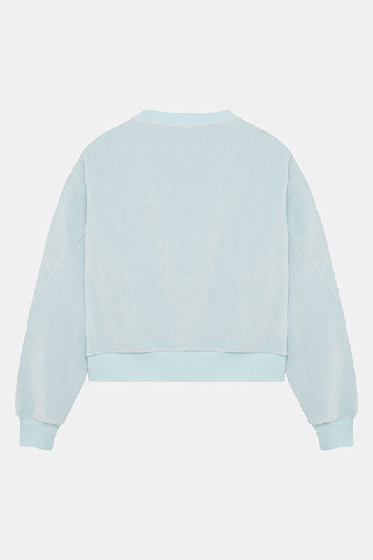 Açık Mavi O Yaka Kadın Sweatshirt 2