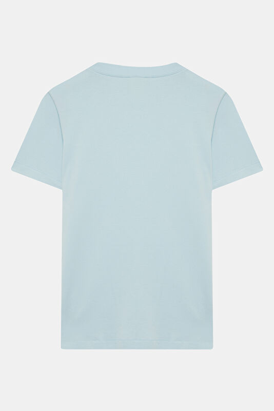 Açık Mavi Bisiklet Yaka Kadın T-Shirt 2