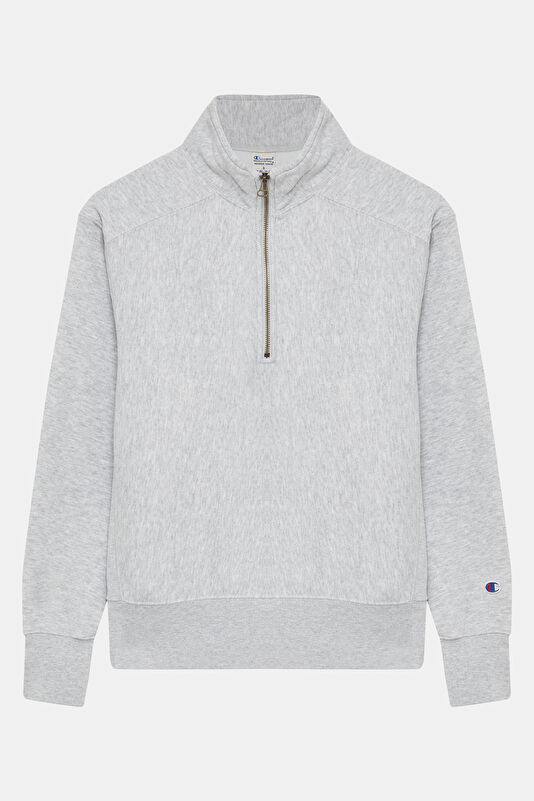 Gri Melanj Dik Yaka Kadın Sweatshirt