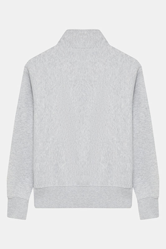 Gri Melanj Dik Yaka Kadın Sweatshirt 2