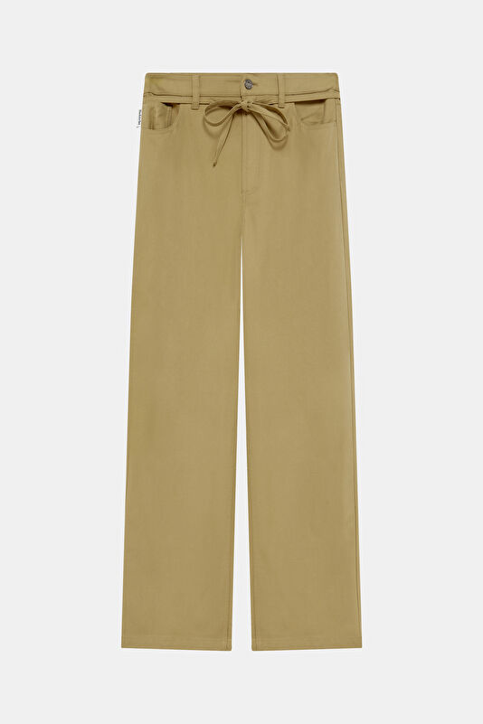 Beige Wide Leg Women's Pants