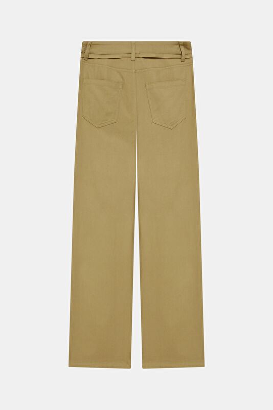 Beige Wide Leg Women's Pants 2