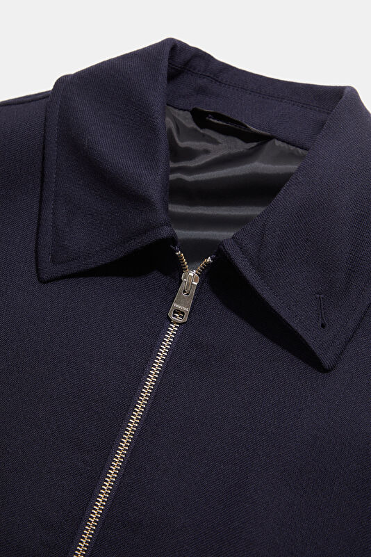 Navy Blue Zip-Up Wool Men's Jacket 3