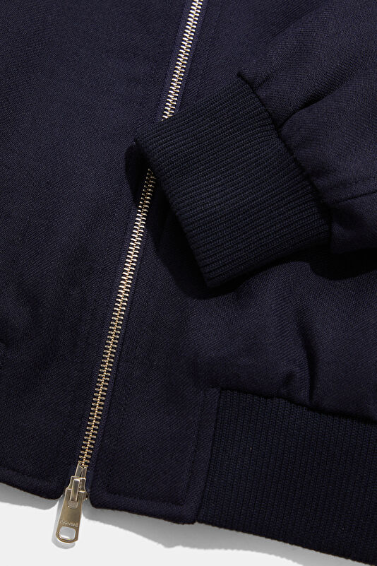 Navy Blue Zip-Up Wool Men's Jacket 4