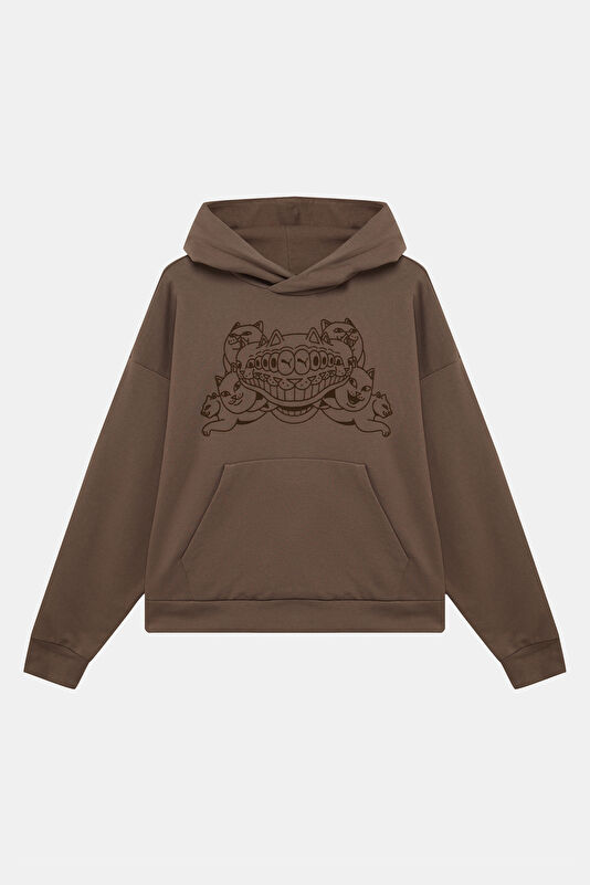 X Ripndip Kahve Relax Kalıp Kapuşonlu Kadın Sweatshirt