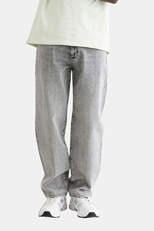 Relax Kalıp Gri Loose Erkek Jean Pantolon 4