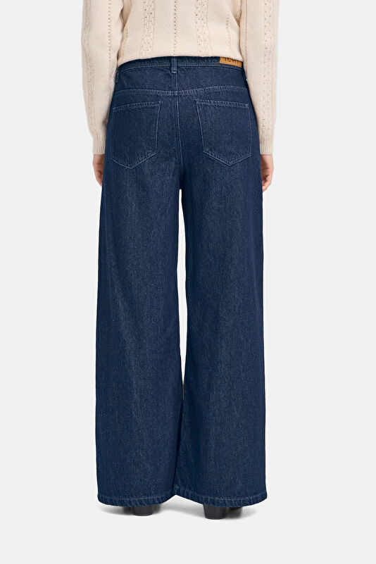 Lacivert Wide Leg Kadın Jean Pantolon 3