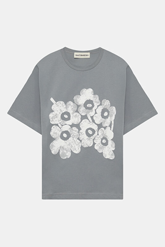 Gray Crew Neck Printed Women's T-Shirt