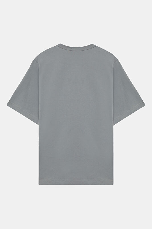 Gray Crew Neck Printed Women's T-Shirt 2