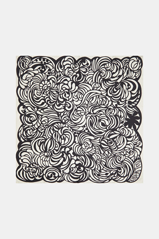 Cream Patterned Silk Scarf