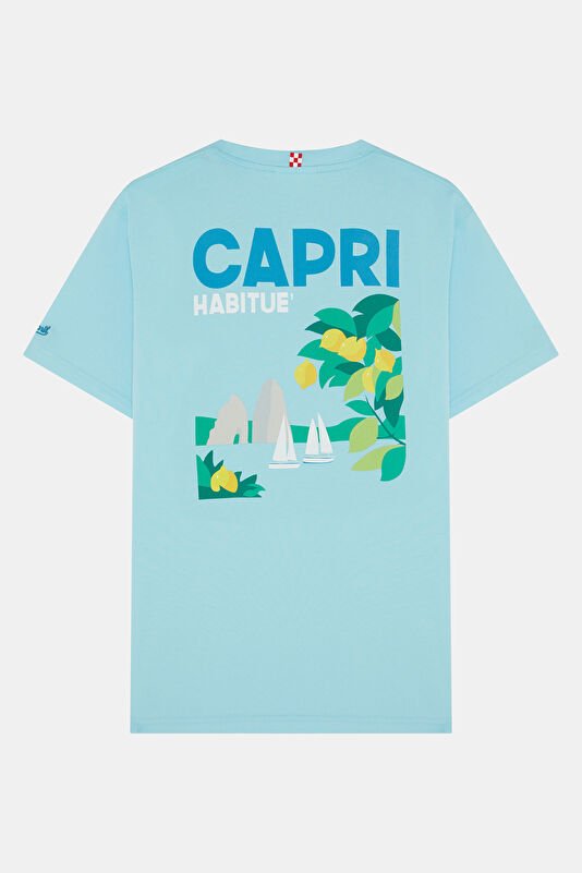 Relax Fit Light Blue Crew Neck Printed Men's T-Shirt