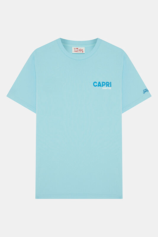 Relax Fit Light Blue Crew Neck Printed Men's T-Shirt 2