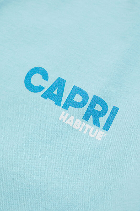 Relax Fit Light Blue Crew Neck Printed Men's T-Shirt 4