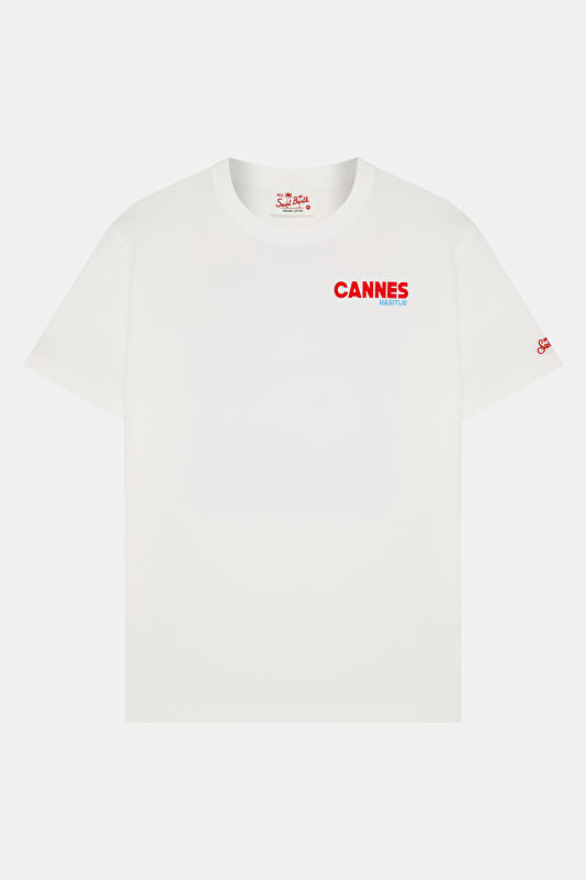 Relax Kalıp Beyaz Bisiklet Yaka Baskılı Erkek T-Shirt 2