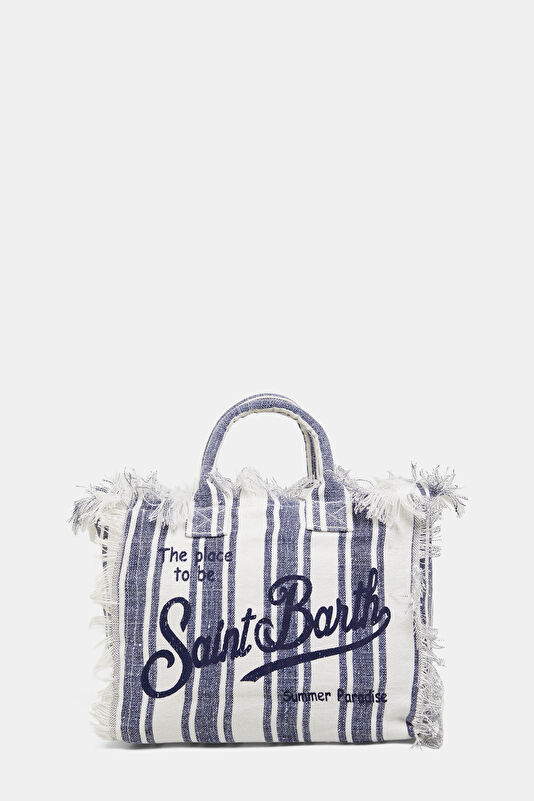 Colette Linen Blue Striped Patterned Bag