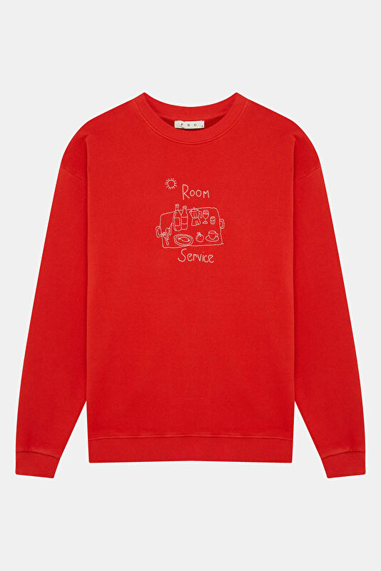 Kiremit Kapuşonlu Erkek Sweatshirt