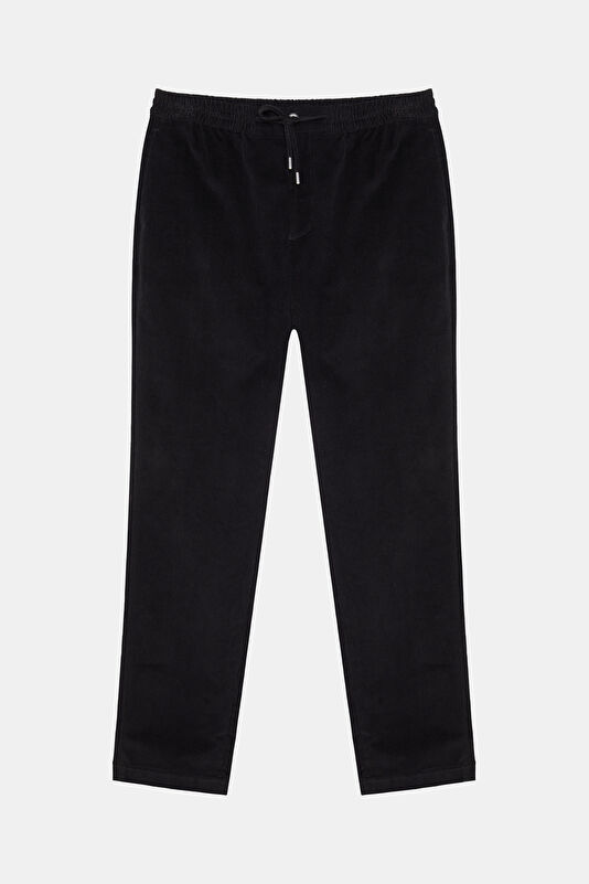 Black Straight Cotton Elastane Men's Pants
