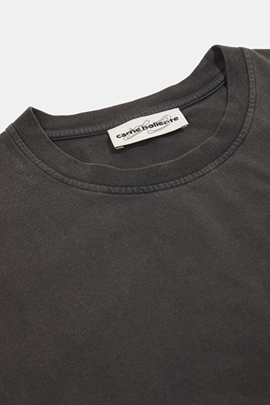 Siyah O Yaka Desenli Kadın T-Shirt 3