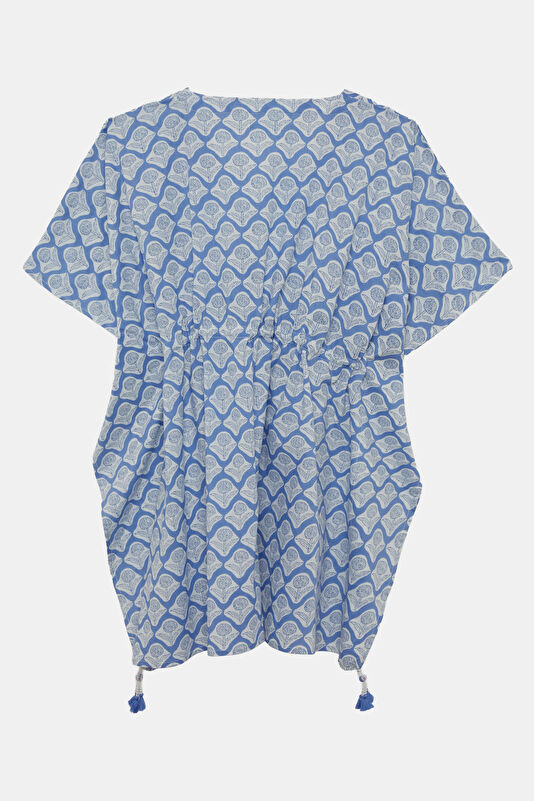 Blue Patterned Mini Women's Dress 2