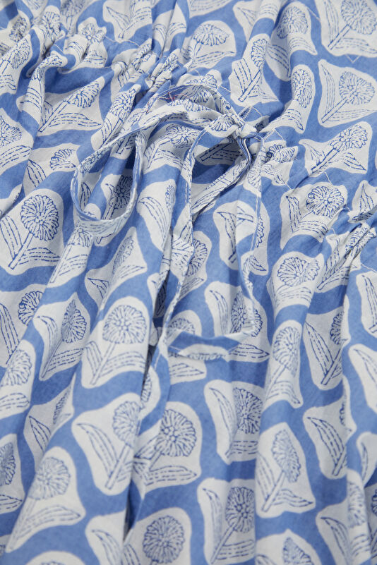Blue Patterned Mini Women's Dress 4