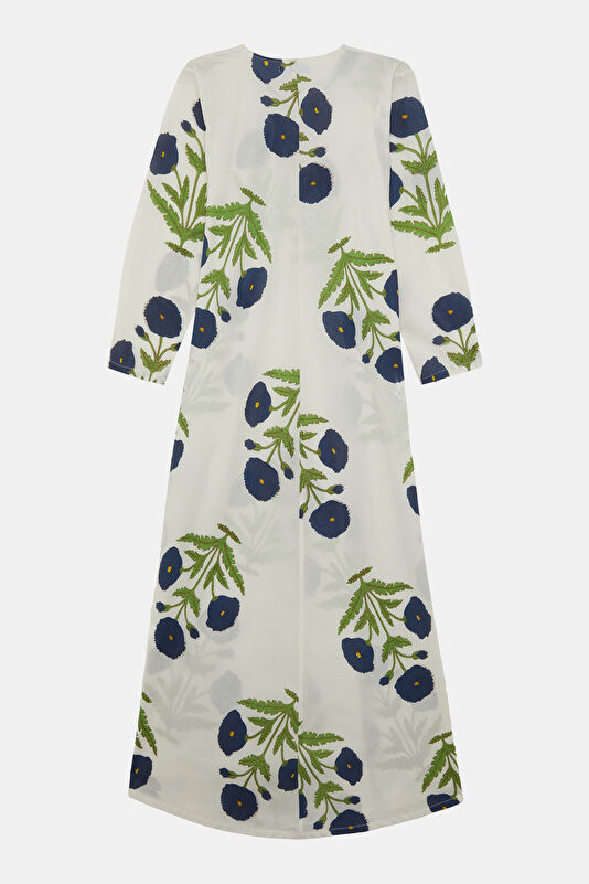 Cream Floral Patterned Midi Dress 2