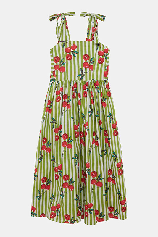 Green Patterned Midi Women's Dress 3
