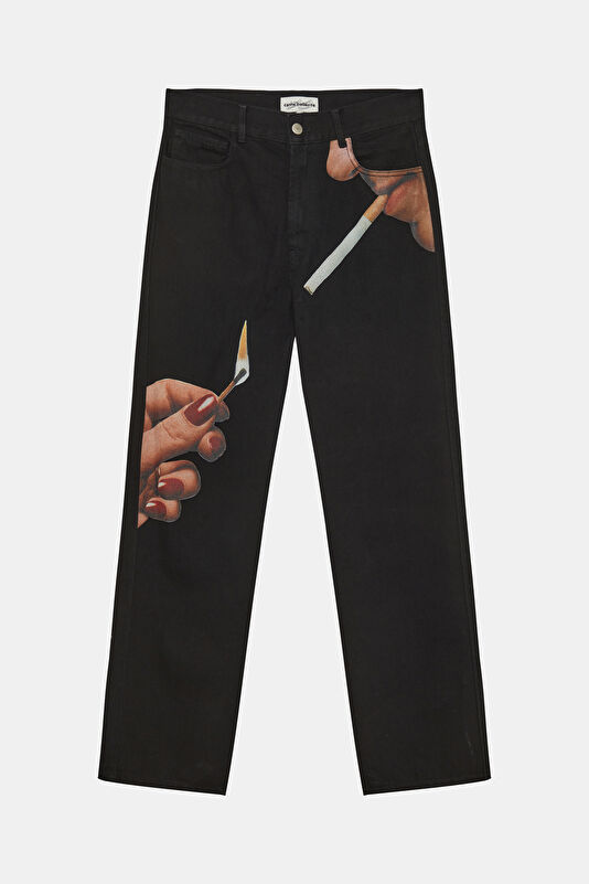 Relax Fit Black Wide Leg Organic Cotton Men's Trousers 4