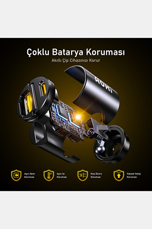 Superauto PD 45W 2-Port Siyah Araba Şarj Cihazı 4