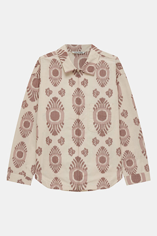 Ecru Buttoned Cotton/Linen Men's Jacket