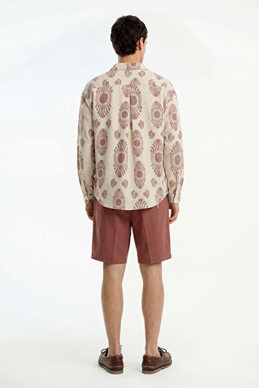 Ecru Buttoned Cotton/Linen Men's Jacket 2