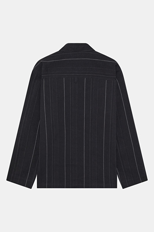 Black Buttoned Cotton/Silk Men's Jacket 2